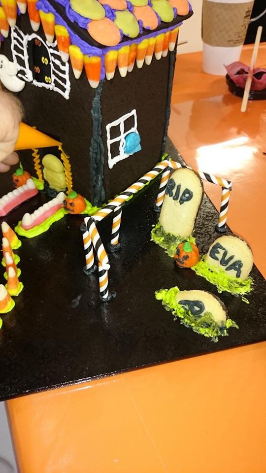 Having fun making haunted gingerbread houses with Cute Cakes, by Anne S. Hall.